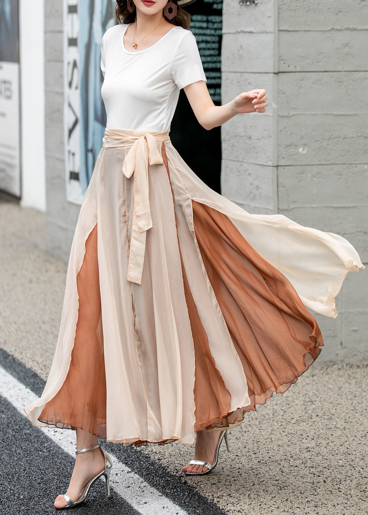 Summer Swing Chiffon midi Skirt 4277