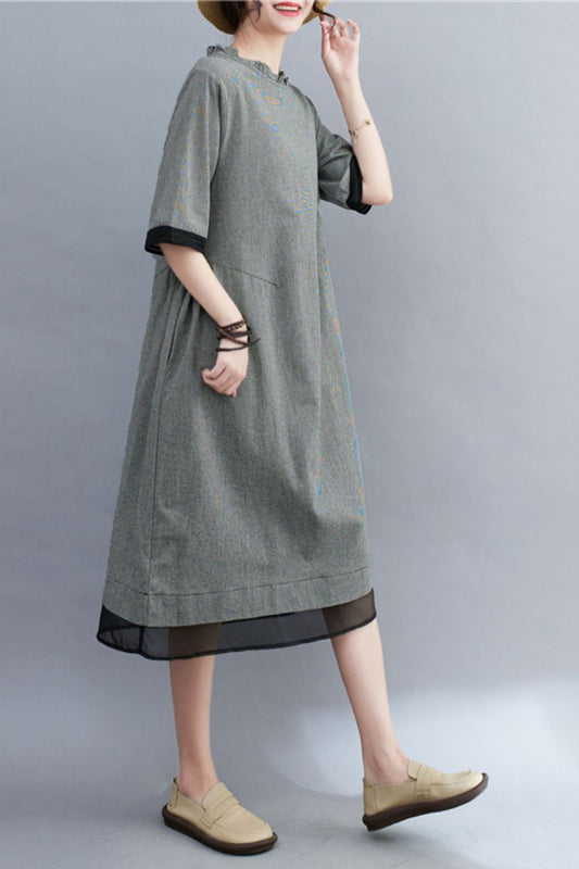 retro summer a line dress loose fitting 4319