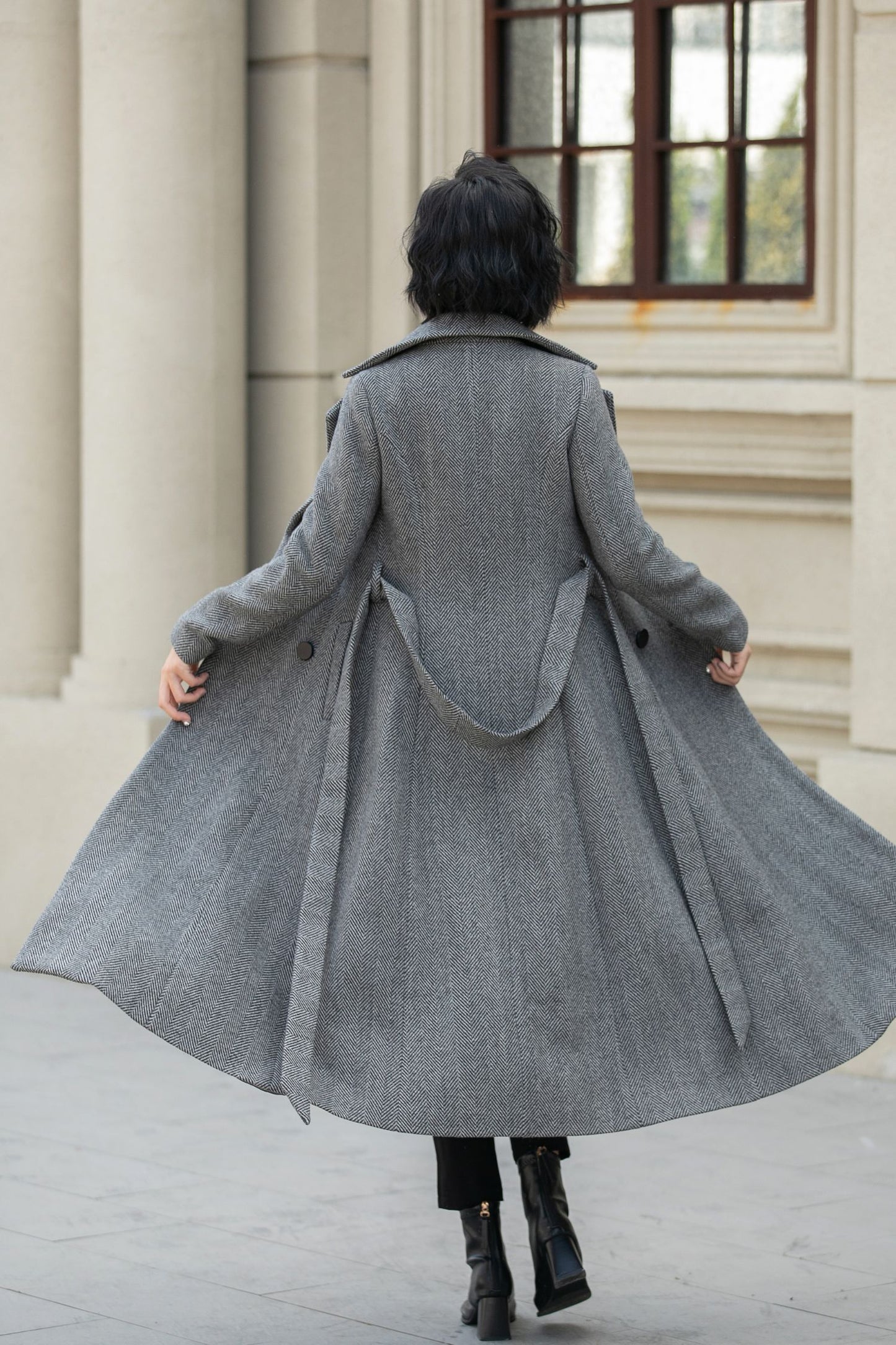 Striple winter long trench wool coat 6288