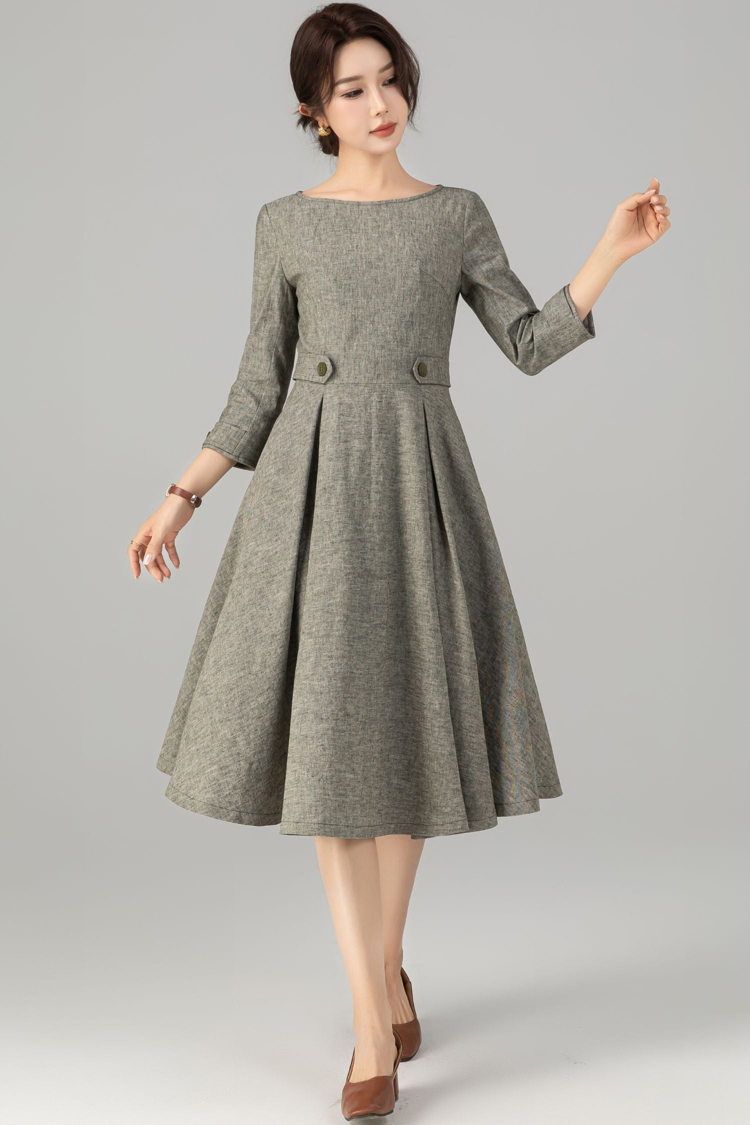 Vintage Inspired Linen Dress for Women 5706 Xiaolizi Vintage Inspired Linen Dress for Women 5706 Xiaolizi