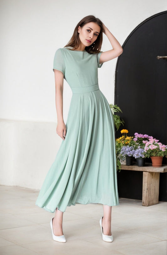 Bohemian Swing Chiffon summer prom dress 5964