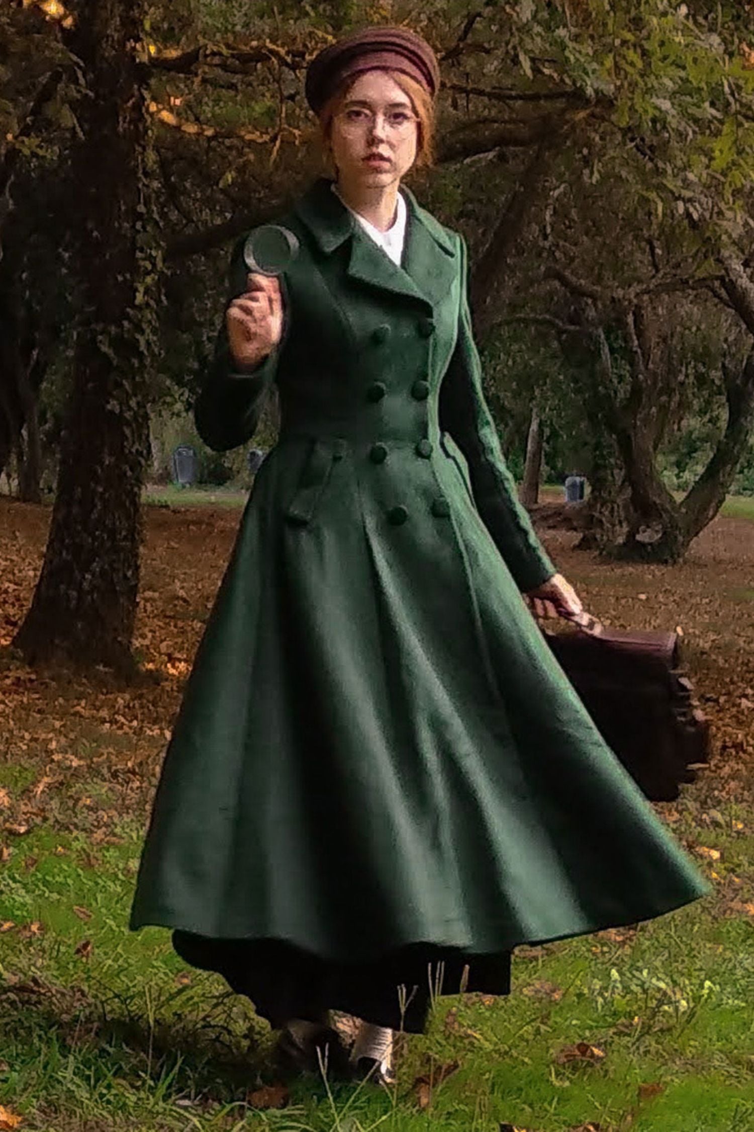 Dark Green Wool Maxi Coat Handmade Vintage Winter | Xiaolizi 3221 Green / M Dark Green Wool Maxi Coat Handmade Vintage Winter | Xiaolizi 3221 Green / M