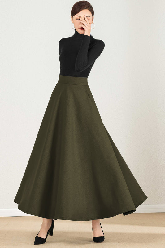 Handmade Vintage Wool Skirt for Women 5428