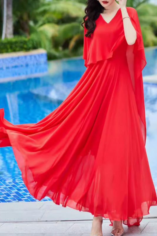 Swing red prom long holiday summer dress 5021