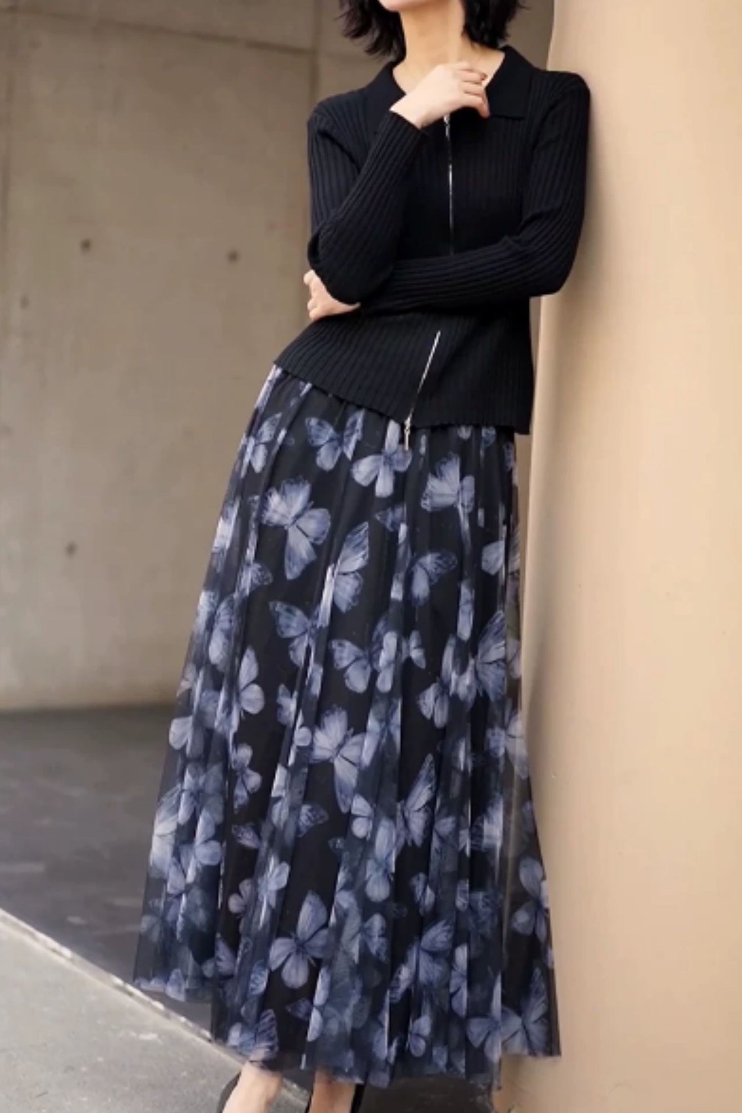 Butterfly Tulle Maxi Skirt with Elastic Waist | Xiaolizi 6823