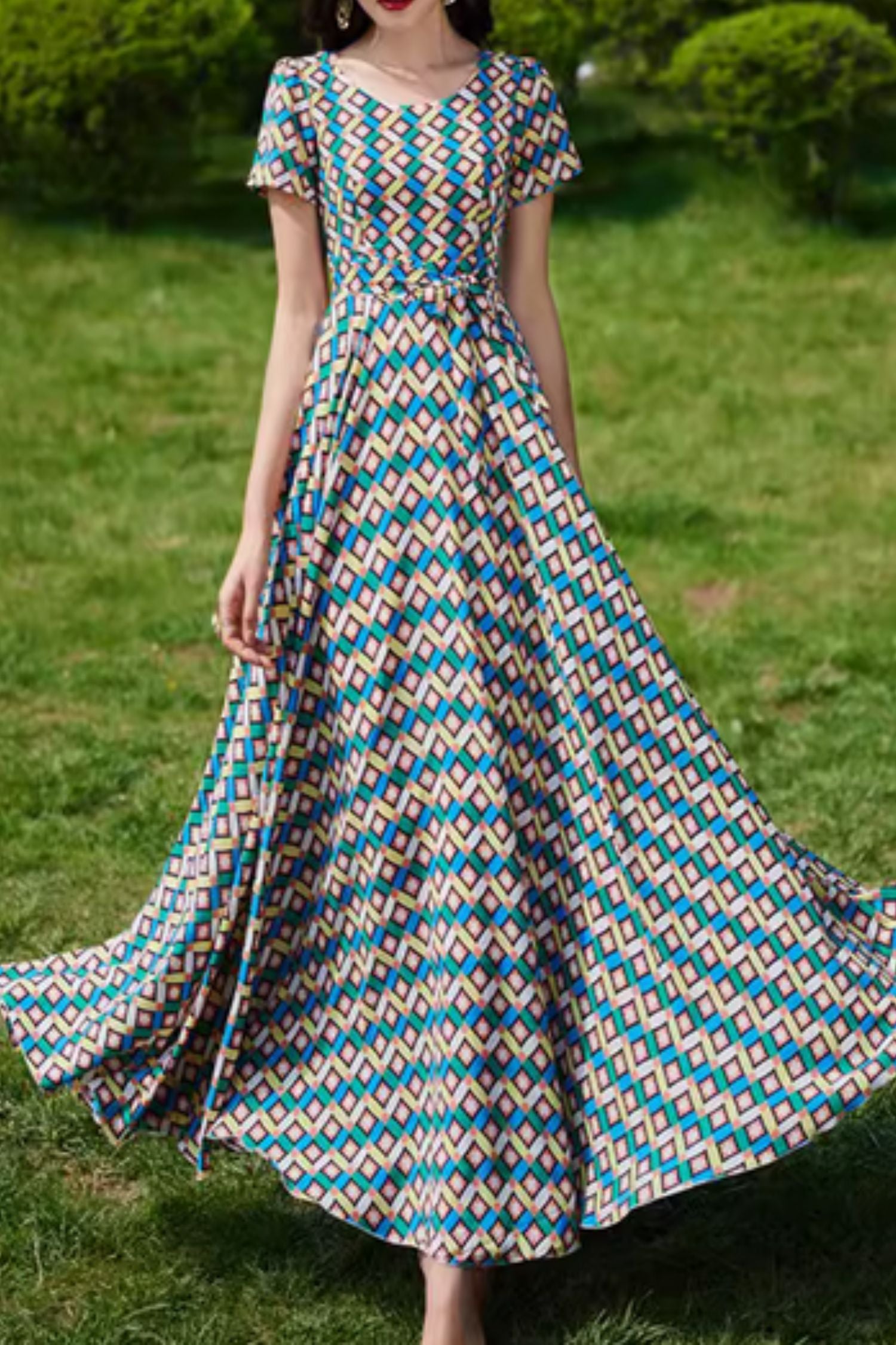 Fit and flare printed maxi summer dresses 5036 Fit and flare printed maxi summer dresses 5036