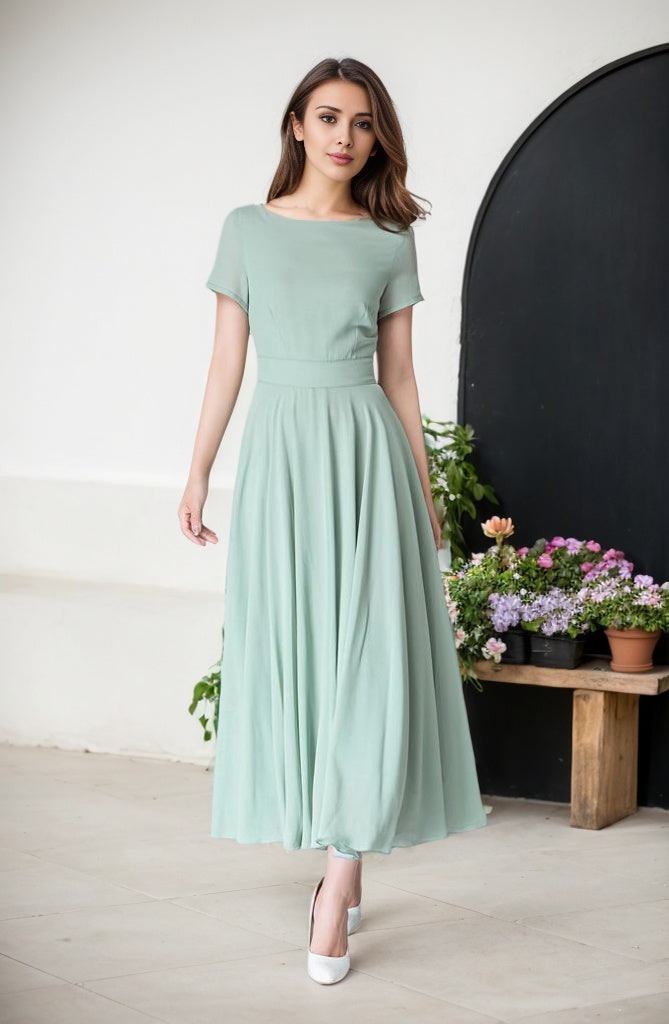 Bohemian Swing Chiffon summer prom dress 5964