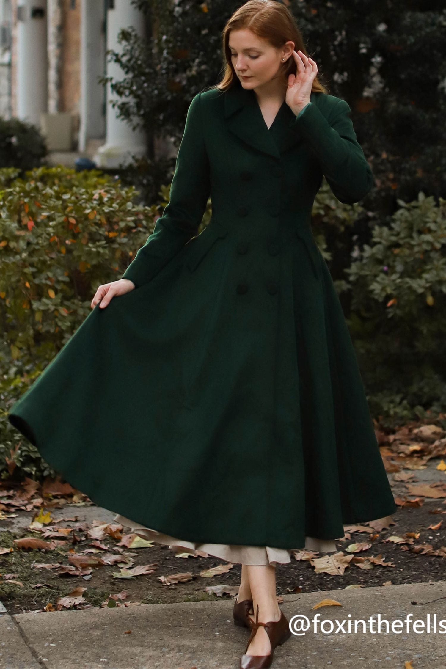 Forest Green Wool Coat Vintage Fit & Flare Winter Overcoat 3227 Forest Green / XS Forest Green Wool Coat Vintage Fit & Flare Winter Overcoat 3227 Forest Green / XS
