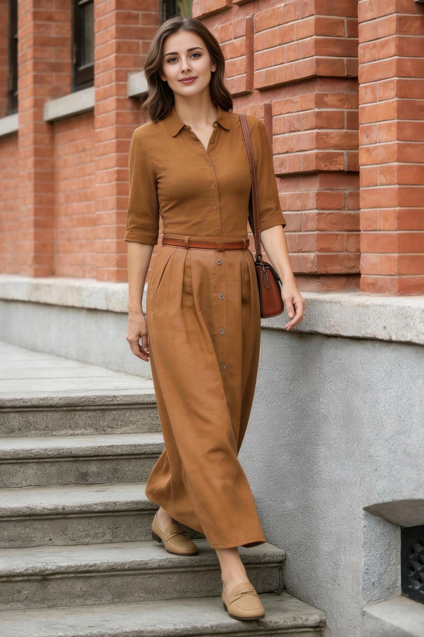 Yellow Linen Maxi Skirt - High Waist A-Line | Xiaolizi 6767