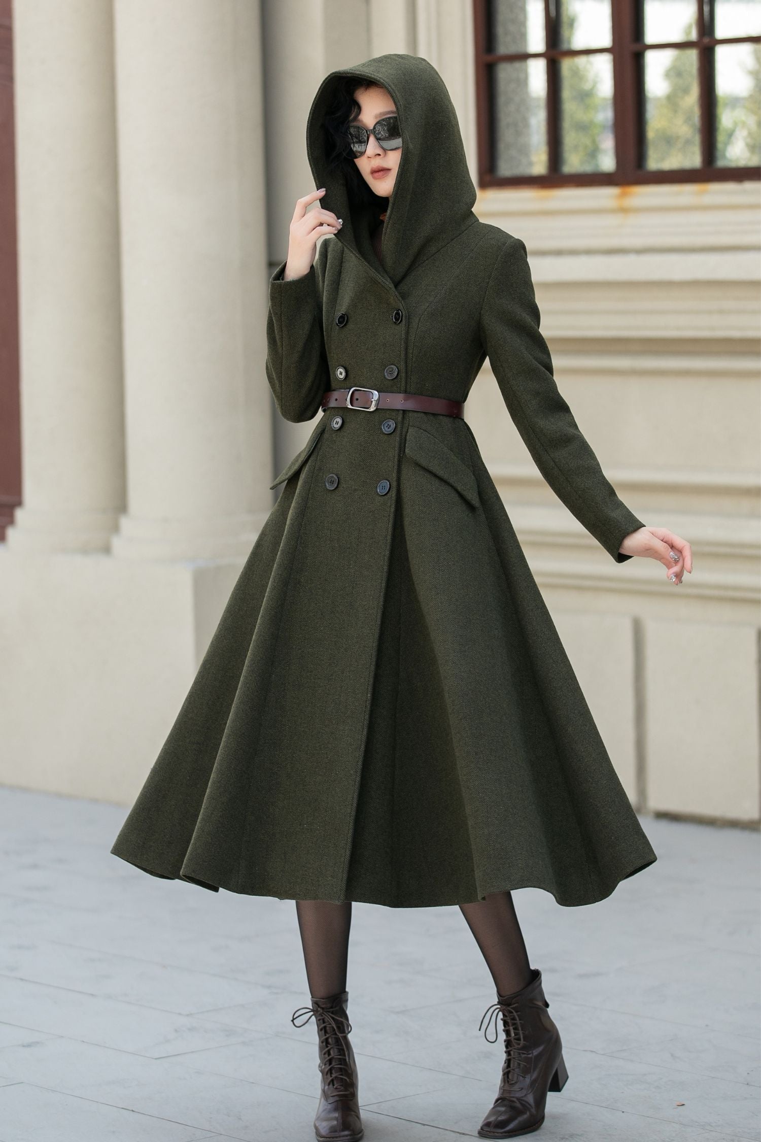 Military Coat Green Wool Winter Coat Womens Wool Coat Army Green