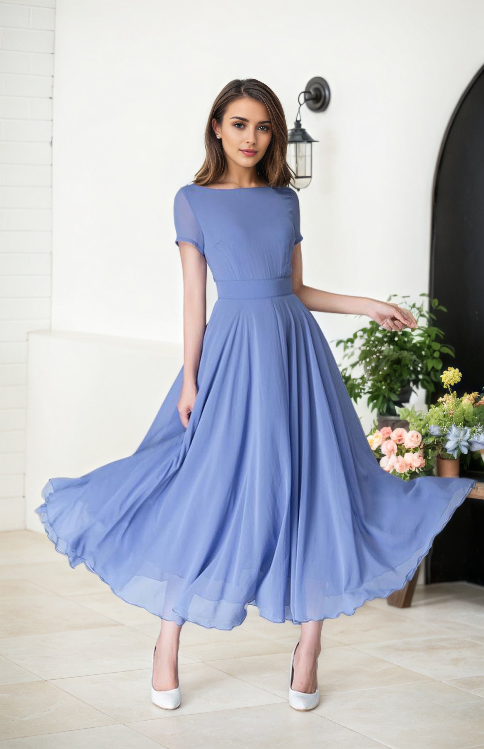 Blue Maxi Handmade Bridesmaid Dress 1523# Xiaolizi Blue Maxi Handmade Bridesmaid Dress 1523# Xiaolizi