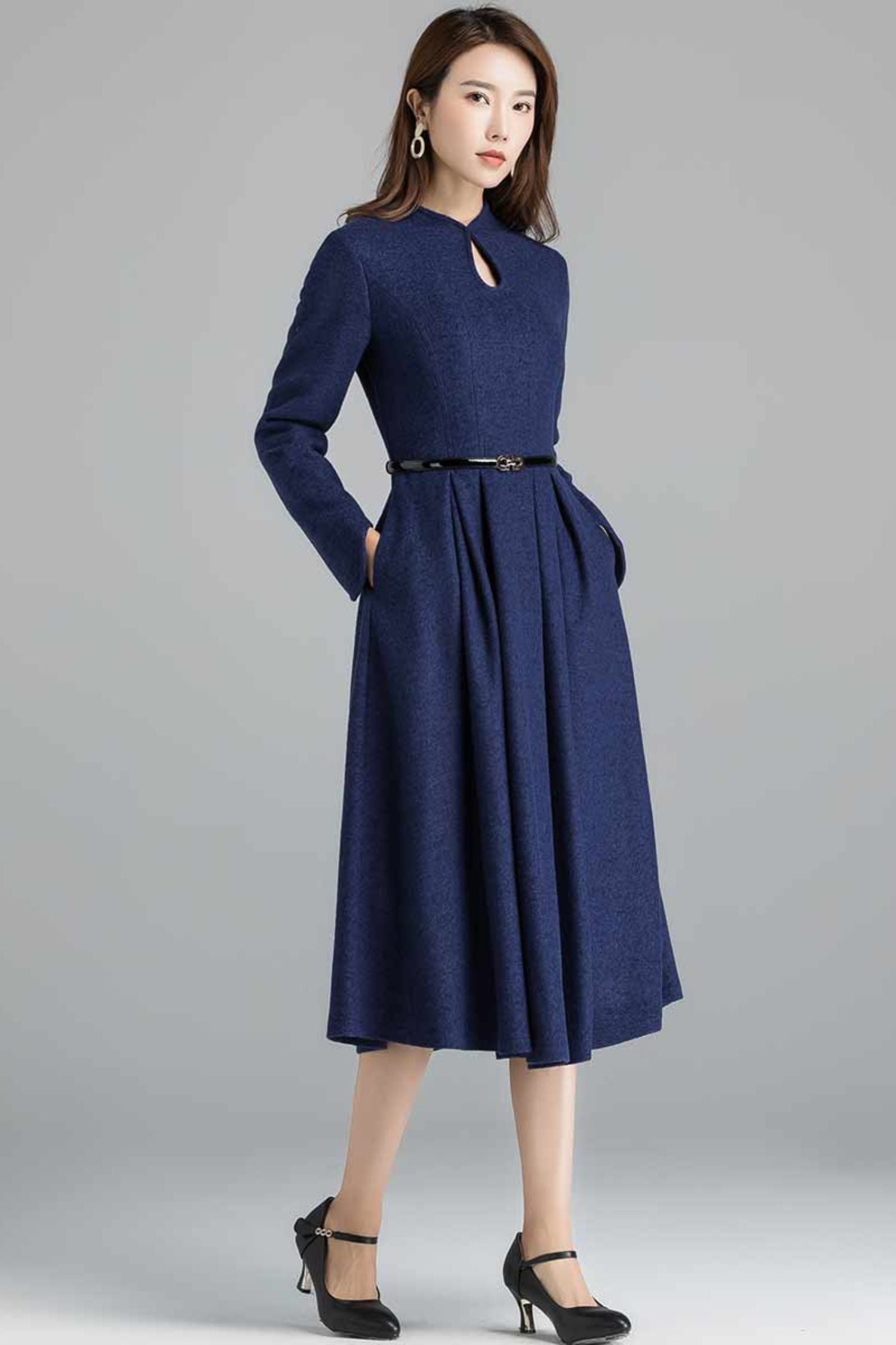 Vintage inspired Modest wool dress 2401 Xiaolizi Vintage inspired Modest wool dress 2401 Xiaolizi
