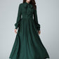 Handmade long sleeve shirt dress in green 1455