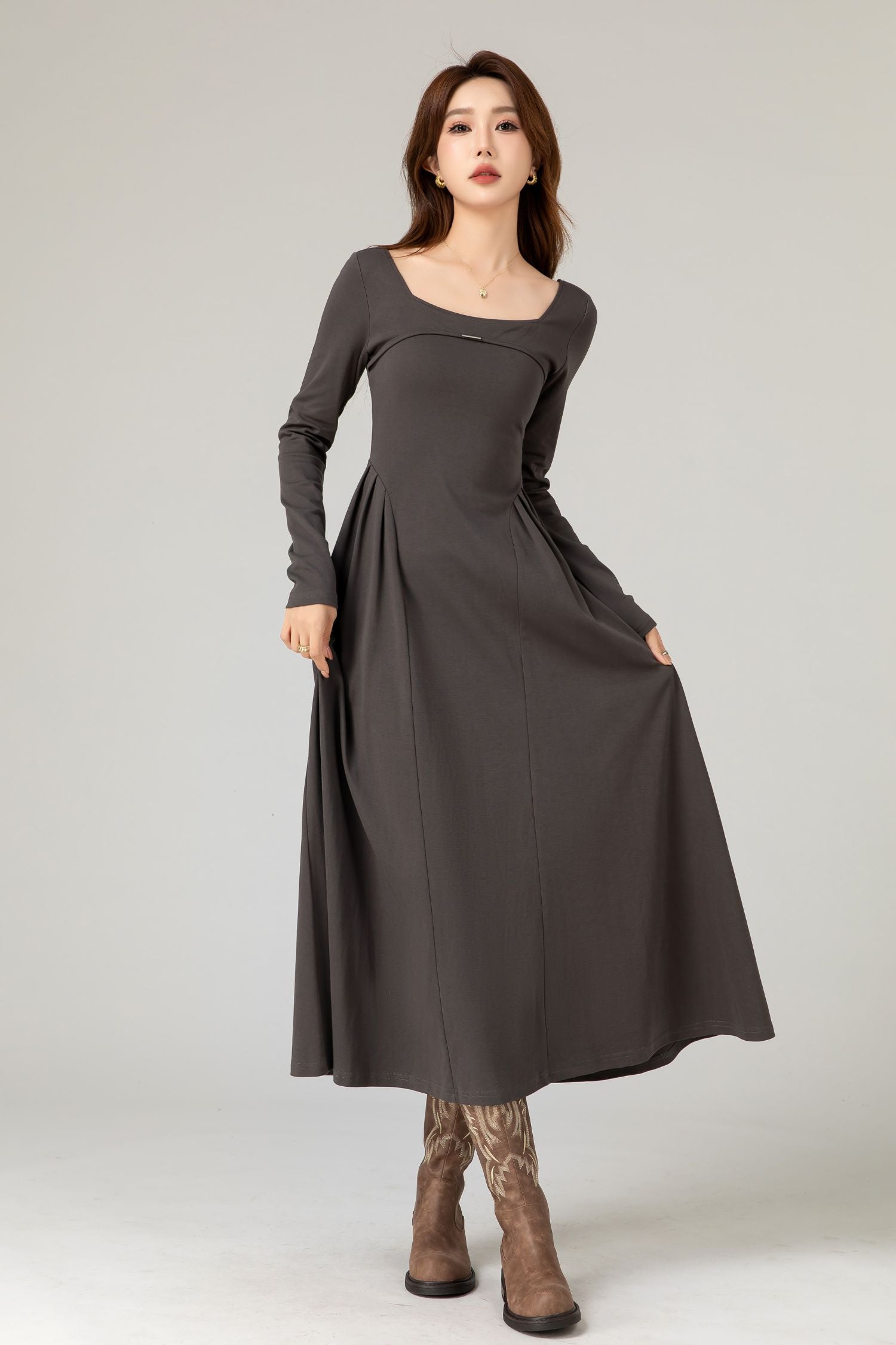 Knit Midi Dress for Women, Long Sleeve | Xiaolizi Knit Midi Dress for Women, Long Sleeve | Xiaolizi