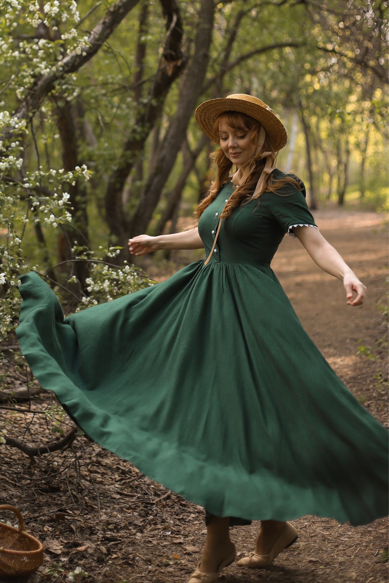 Green summer short sleeves Linen Dress 5199 Green summer short sleeves Linen Dress 5199