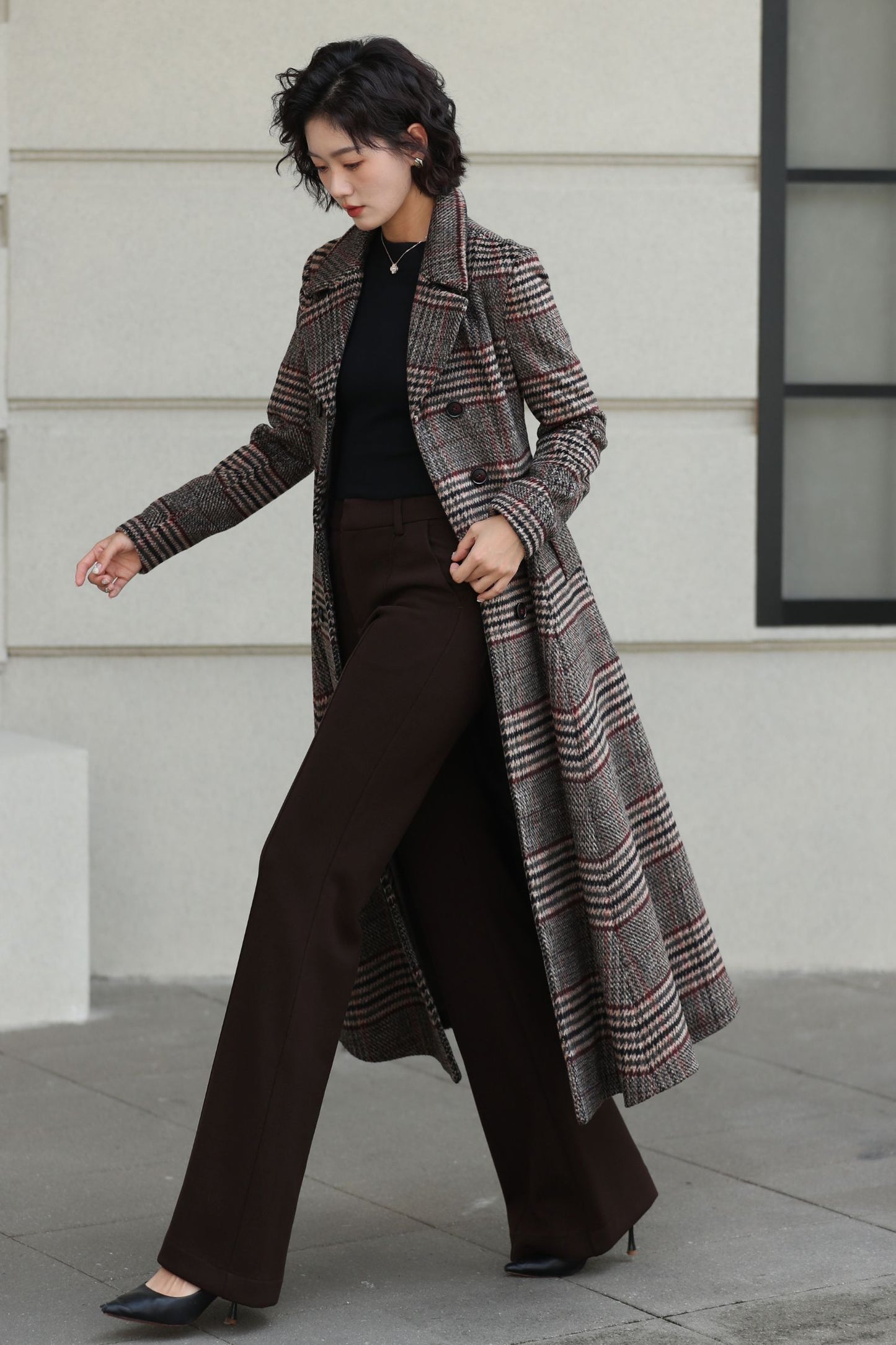 Brown Wool Pants – Handmade Tailored Women’s Wool Trousers for Autumn and Winter 6538