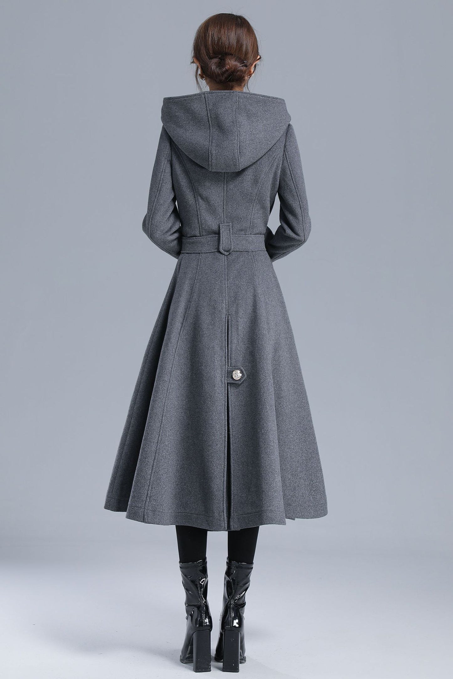 Women Military Winter Wool Coat with Hood 3213