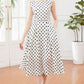 Black and white polka dot linen summer dress 5140