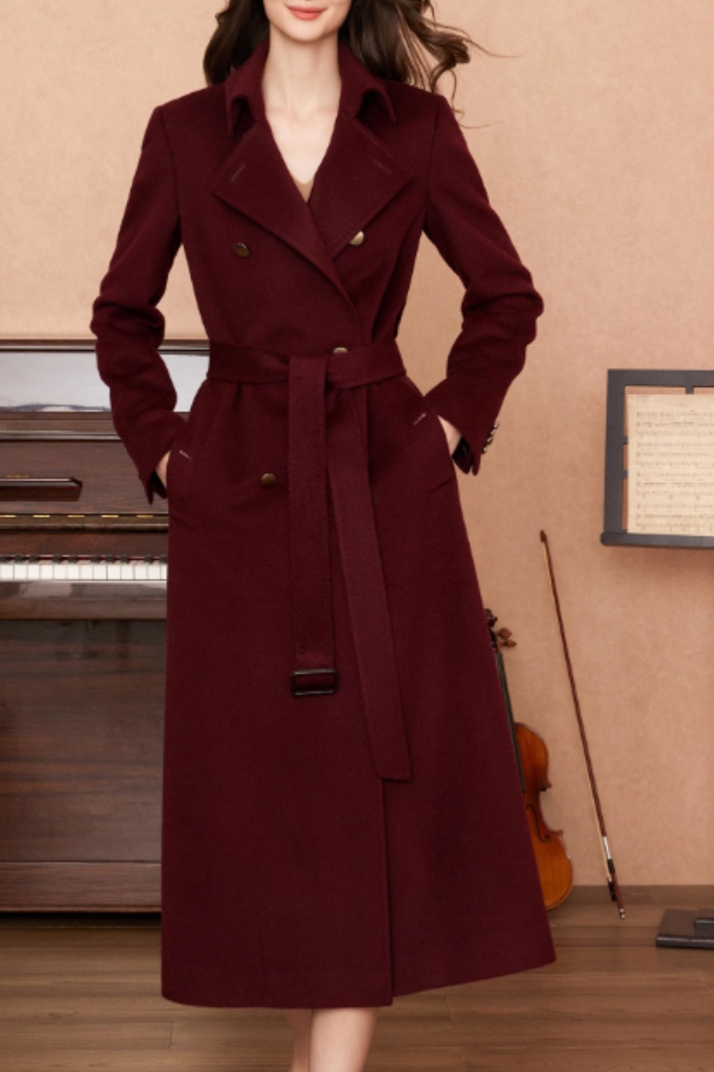 Double breasted long winter wool coat 6274