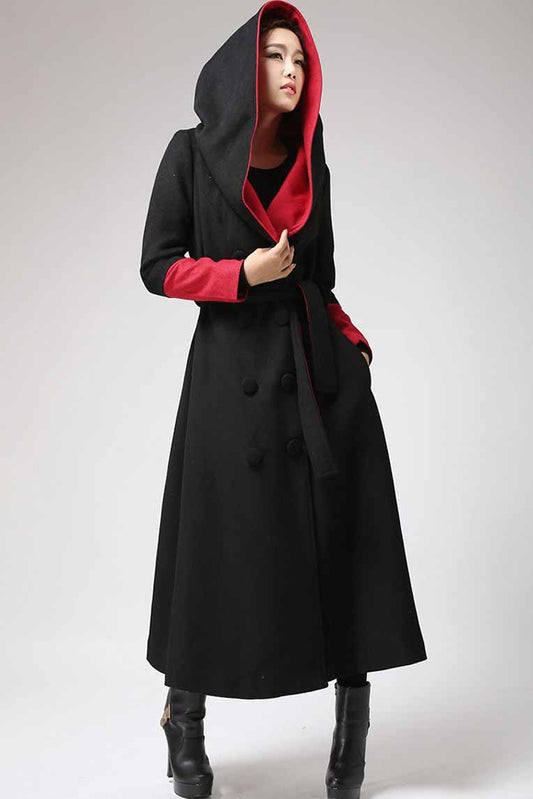 Winter Long Maxi Warm wool coat with Large Hood 0700#
