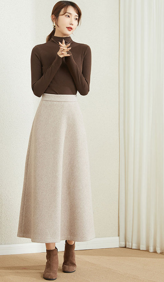 A line midi winter wool skirt 3861
