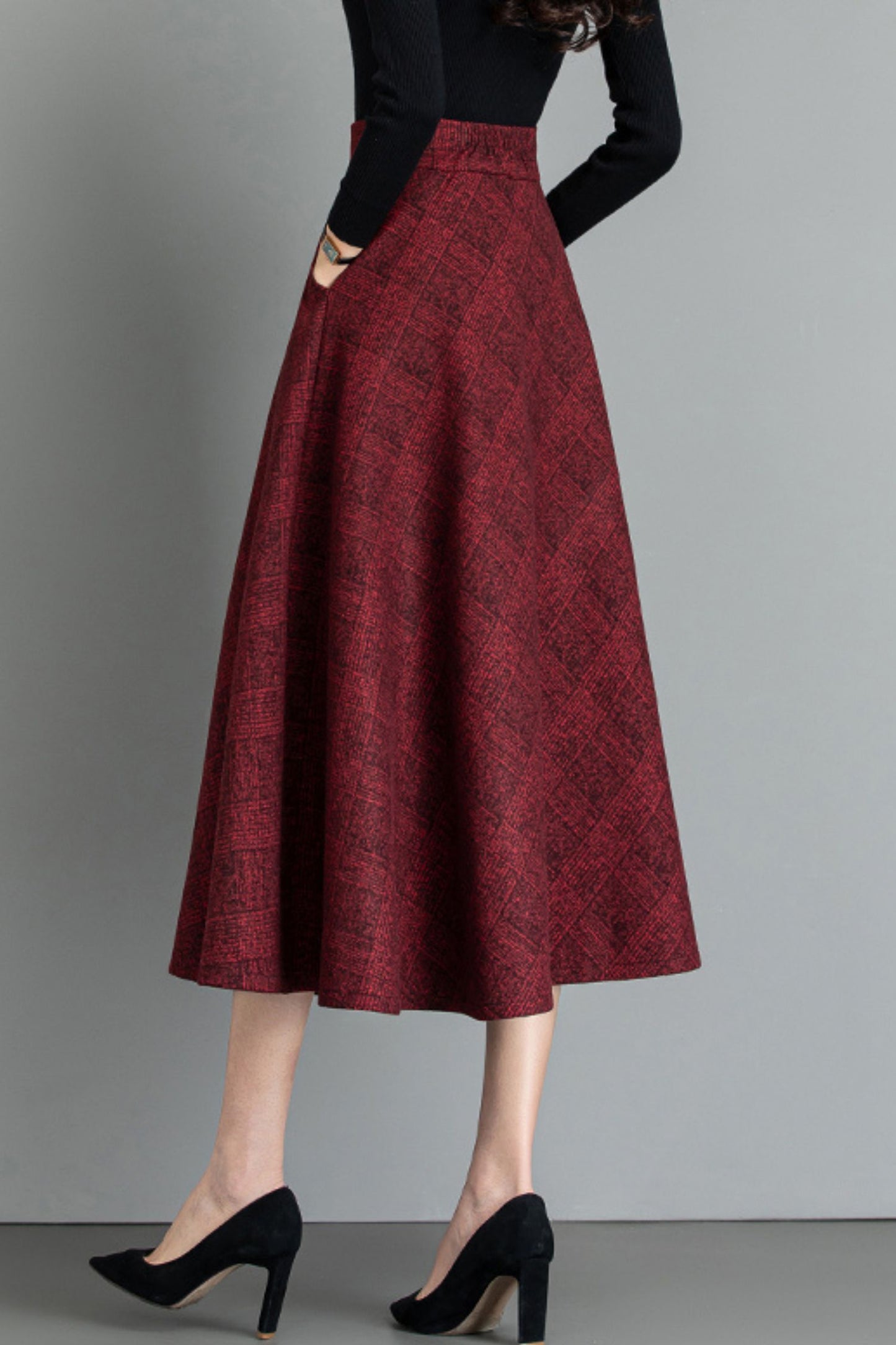 Vintage inspired midi wool skirt 6207