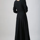 Long sleeve Maxi Black Linen Dress -LBD 793