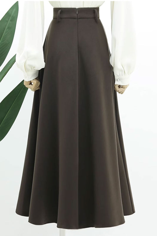 A line winter long wool skirt women 4764