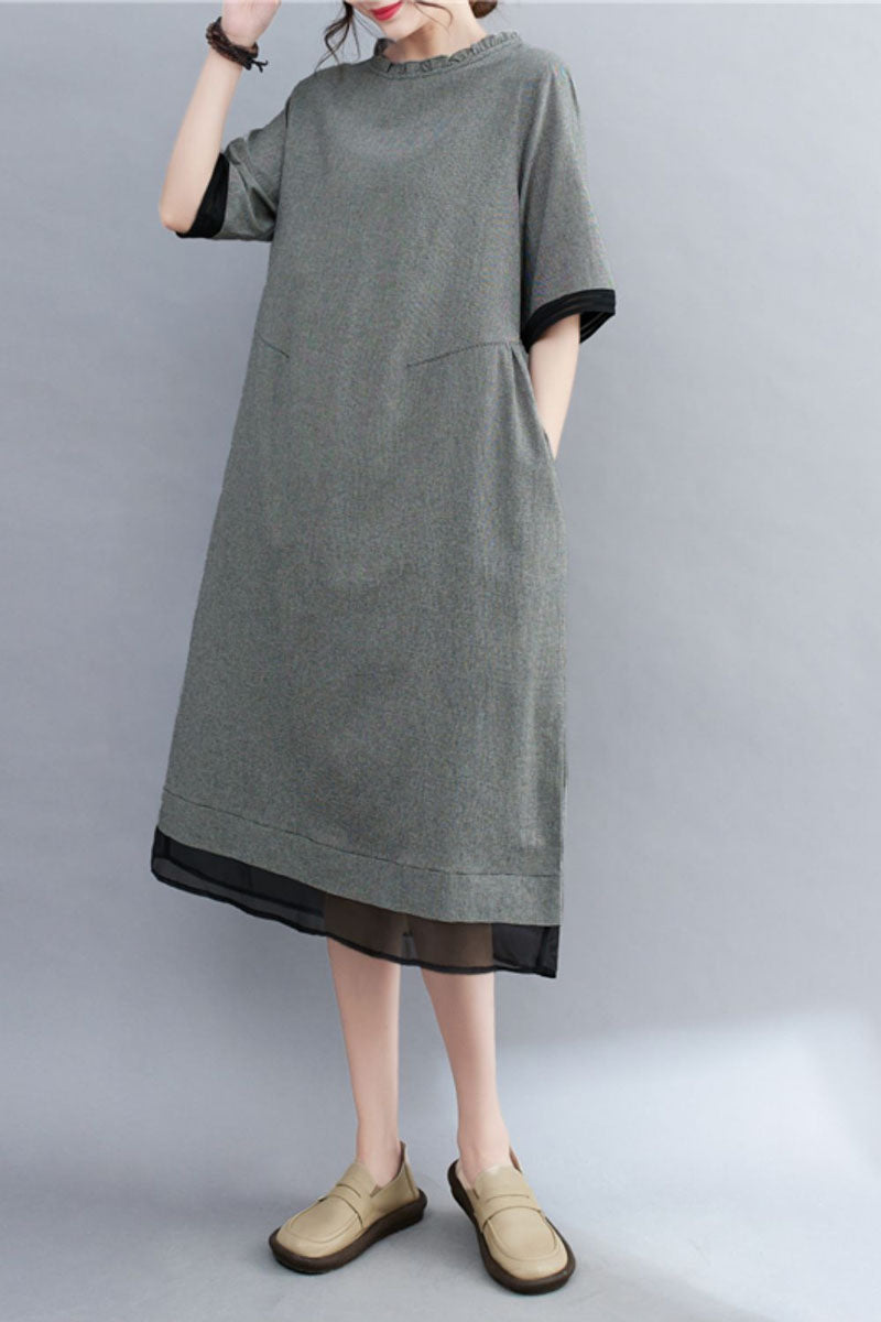 retro summer a line dress loose fitting 4319 Xiaolizi retro summer a line dress loose fitting 4319 Xiaolizi