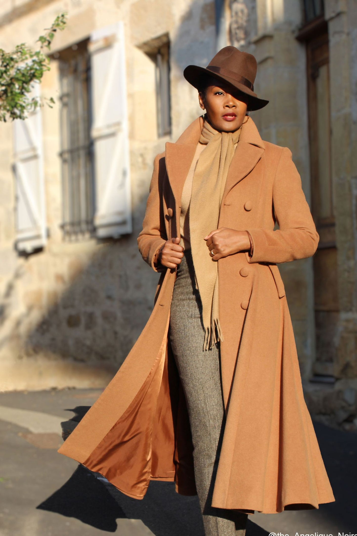 Vintage Camel Wool Coat – Handmade Long Winter Overcoat for Women 2405
