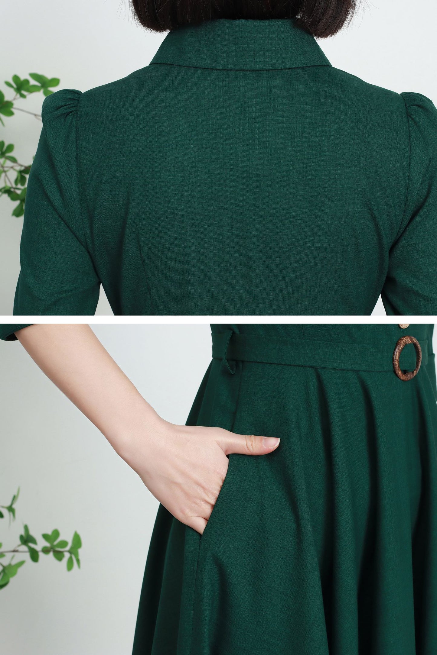 Vintage-Inspired A-Line dress with Button up 5735