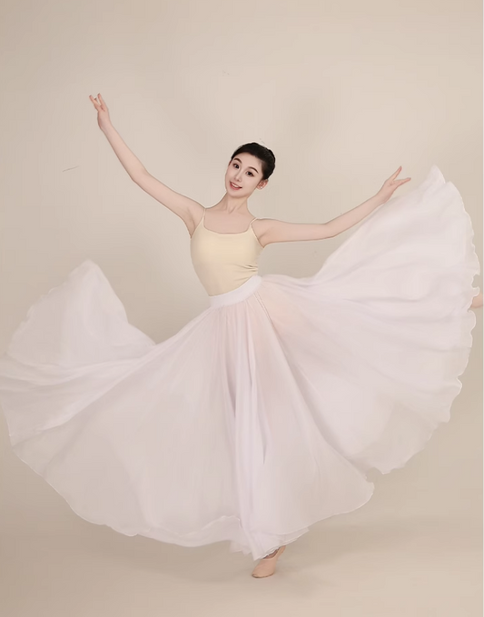 Summer long swing chiffon skirt women 6184-white