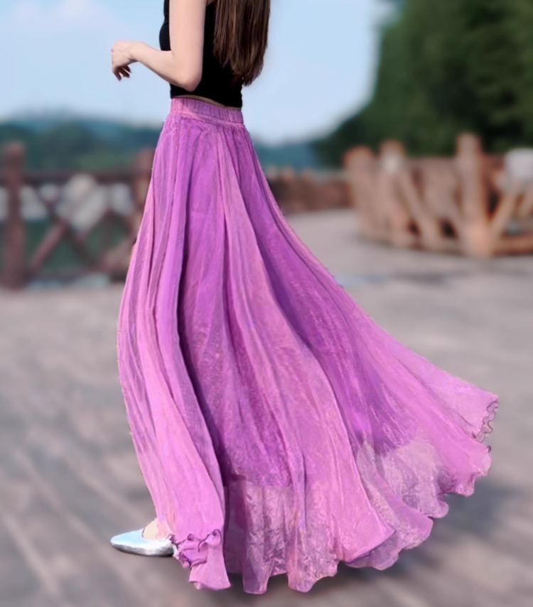 Long prom swing chiffon skirt women 6183- purple