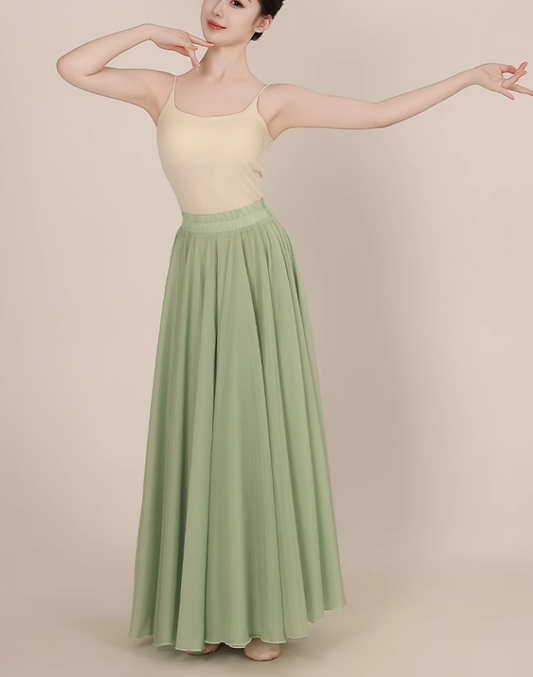 Long prom swing chiffon skirt women 6184-green