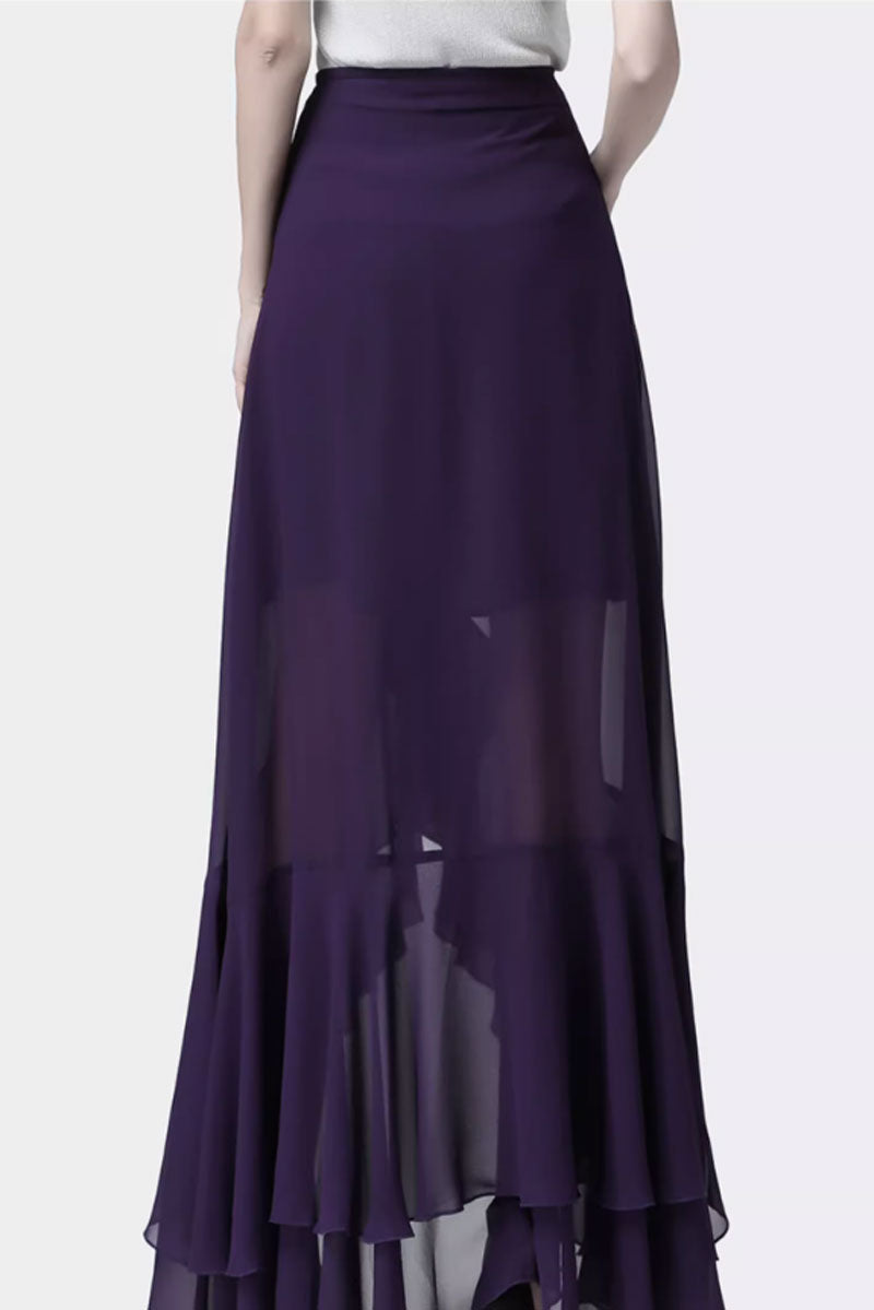 irregular chiffon skirt with ruffle details 4455