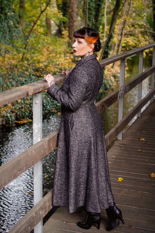 Classic Wool Blend Coat – Handmade Charcoal Gray Fit and Flare Winter Overcoat | Xiaolizi 4720