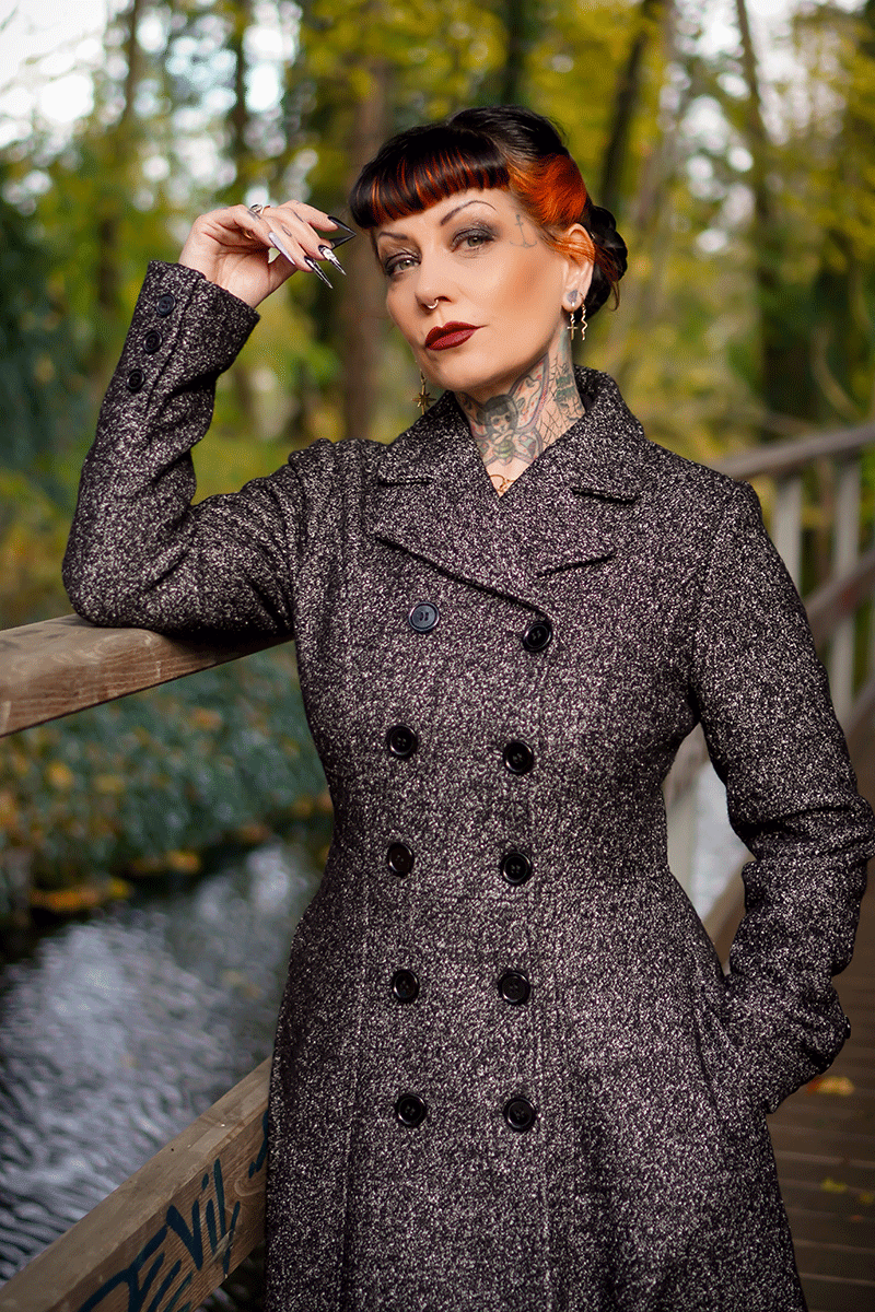 Classic Wool Blend Coat – Handmade Charcoal Gray Fit and Flare Winter Overcoat | Xiaolizi 4720