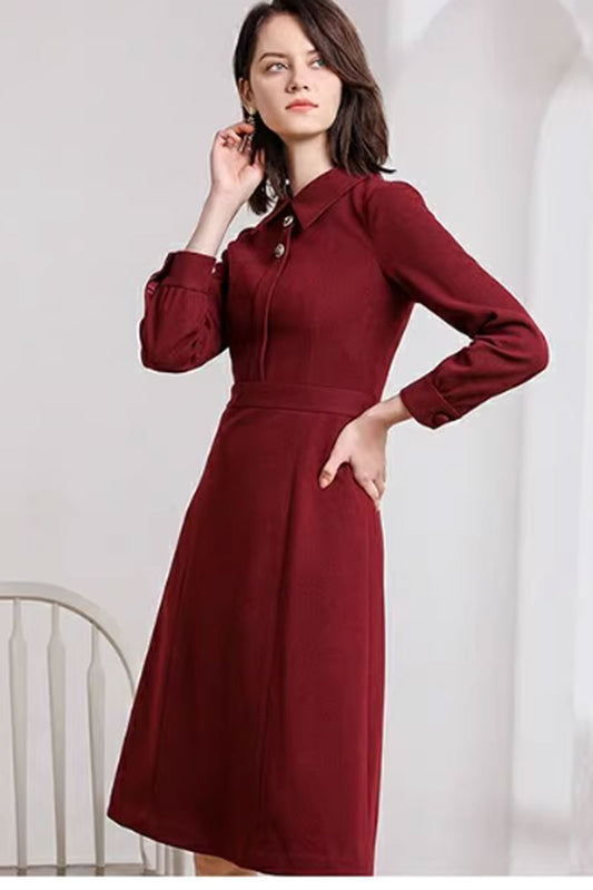 Womens autumn winter a line wool dress 4795