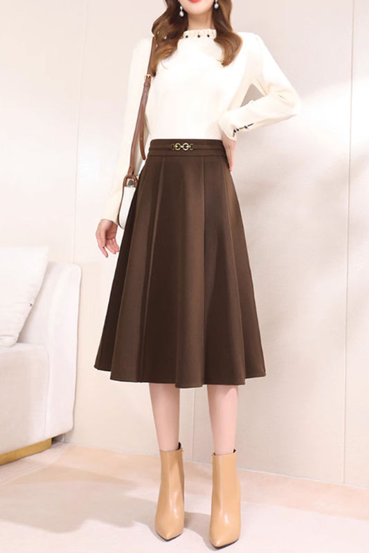 A line winter wool skirt for women 4750