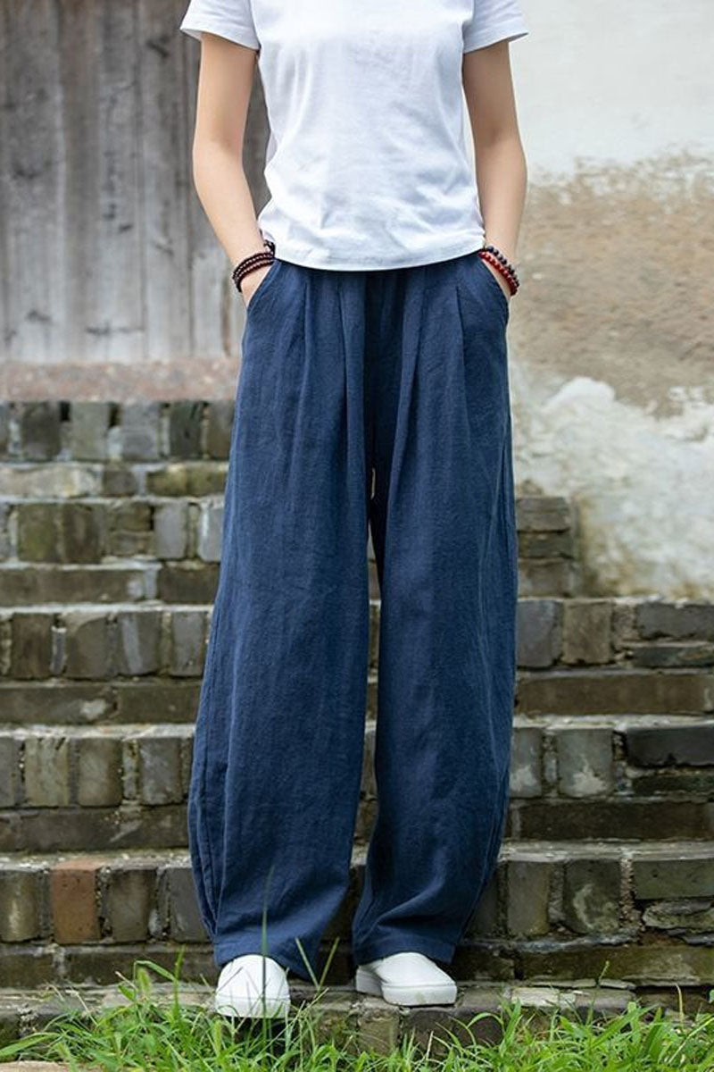 summer loose fitting linen pants women 4307