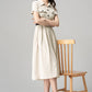 Vintage Inspired Beige Midi Dress 4194, Size S #CK2300249
