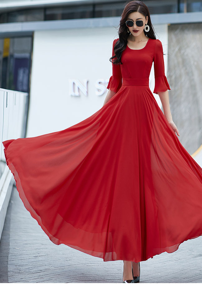 Women's Chiffon Dress, A Line Summer Chiffon Dress 2638