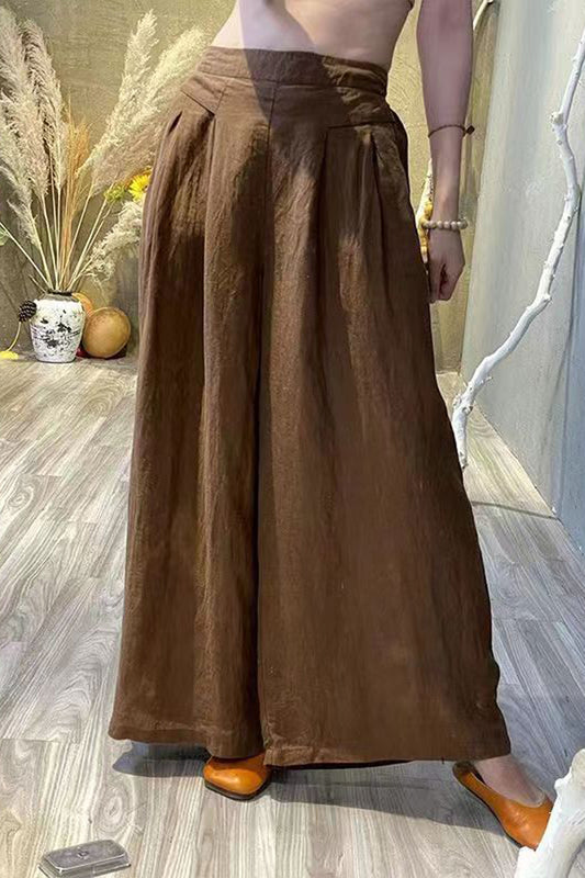 High waist wide leg linen pants women 4361