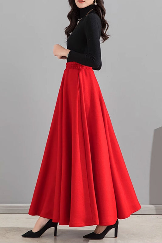 Long winter wool skirt women 4747