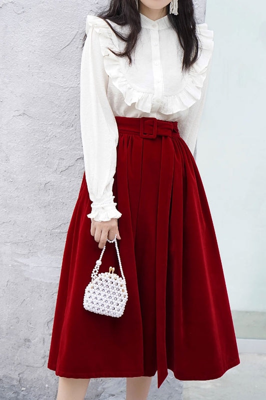 Midi velvet swing winter skirt 4635