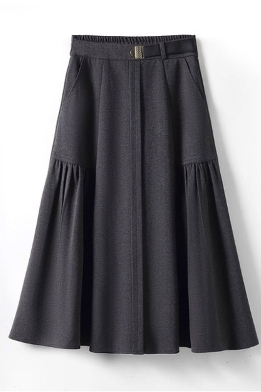 A line vintage winter wool skirt women 4761