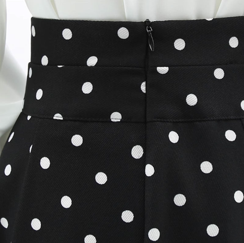 Prom black and white polka dot skirt women 4762