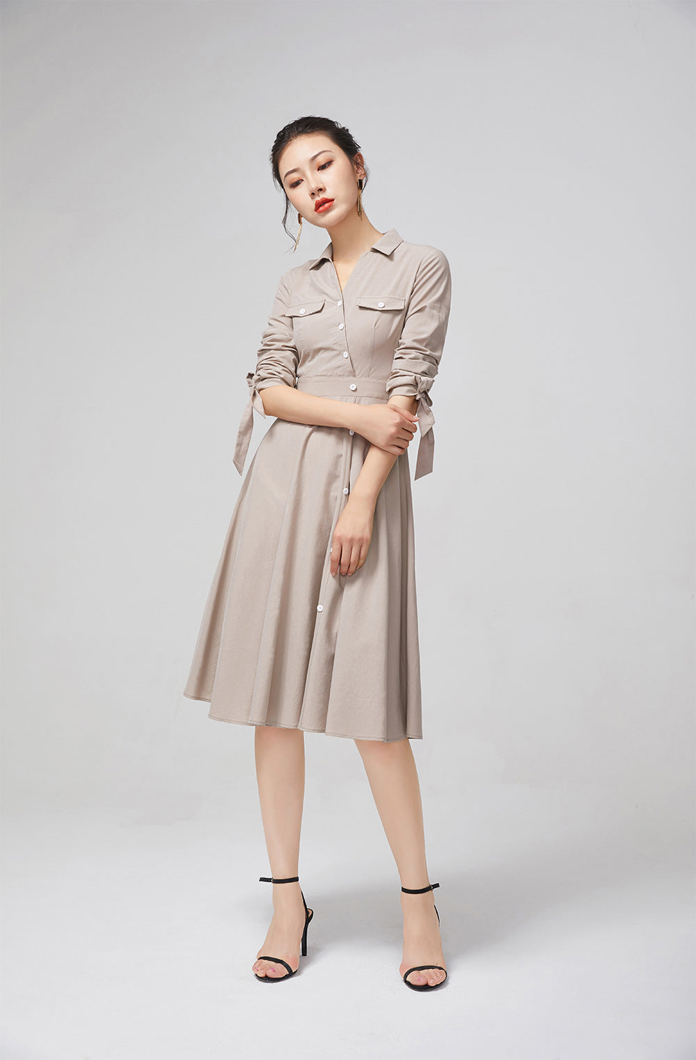 Light coffee dress handmade dress women party dresses 2219 Xiaolizi Light coffee dress handmade dress women party dresses 2219 Xiaolizi
