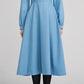 elegant blue wool winter dress with double breasted 2231