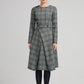 Retro winter wool plaid dress with long sleeves 2236